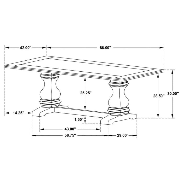 Parkins Double Pedestal Dining Table - Rustic Espresso