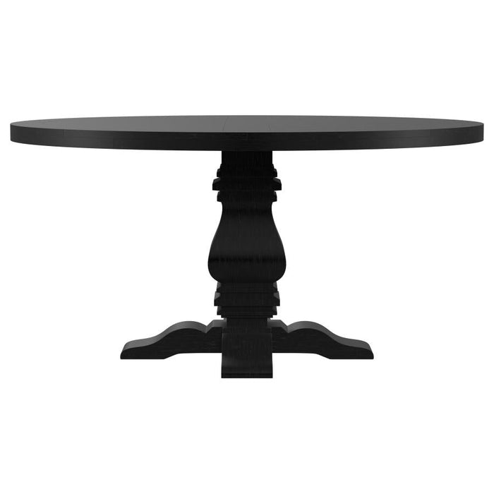 Florence 60" Round Pedestal Dining Table - Distressed Black