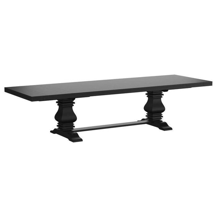 Florence 126" Extension Pedestal Dining Table - Distressed Black
