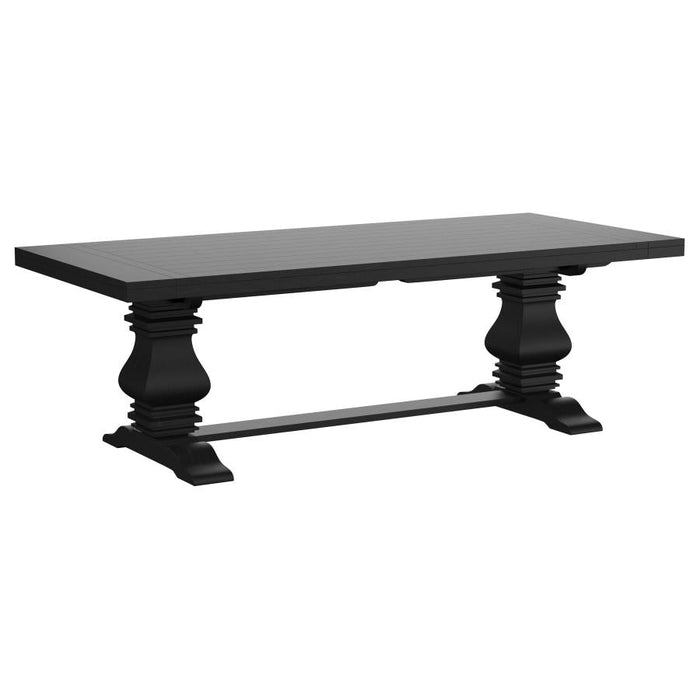 Florence 126" Extension Pedestal Dining Table - Distressed Black