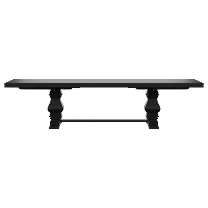 Florence 126" Extension Pedestal Dining Table - Distressed Black