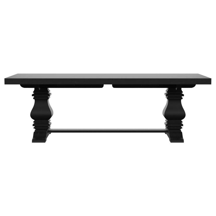 Florence 126" Extension Pedestal Dining Table - Distressed Black