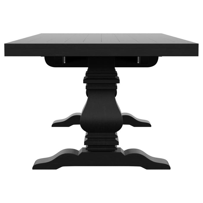 Florence 126" Extension Pedestal Dining Table - Distressed Black