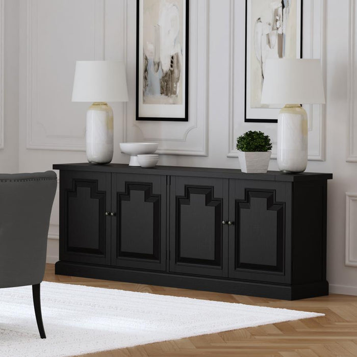 Florence 4 Door 90" Sideboard - Distressed Black