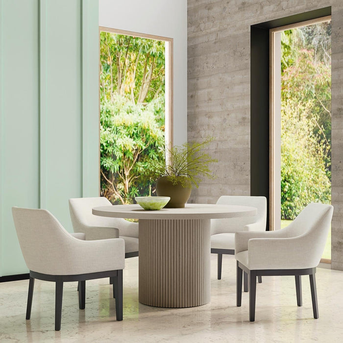 Reba 54" Round Pedestal Dining Table - Natural Whitewash