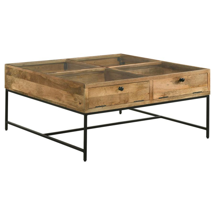 Stephanie Glass Top Storage Coffee Table