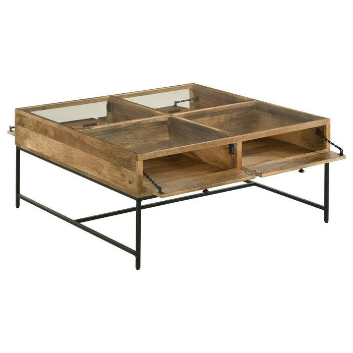 Stephanie Glass Top Storage Coffee Table