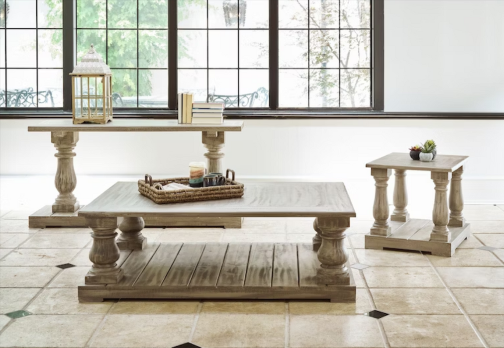 Ivan Four Pedestal Coffee Table - Smoke Grey