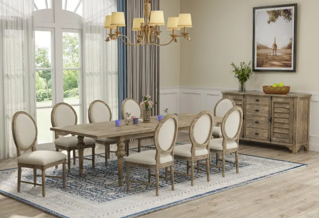 Interlude Rustic Farmhouse Extension Dining Table