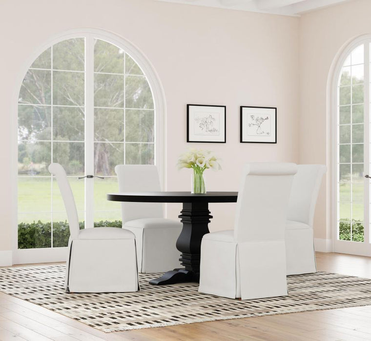 Florence 60" Round Pedestal Dining Table - Distressed Black