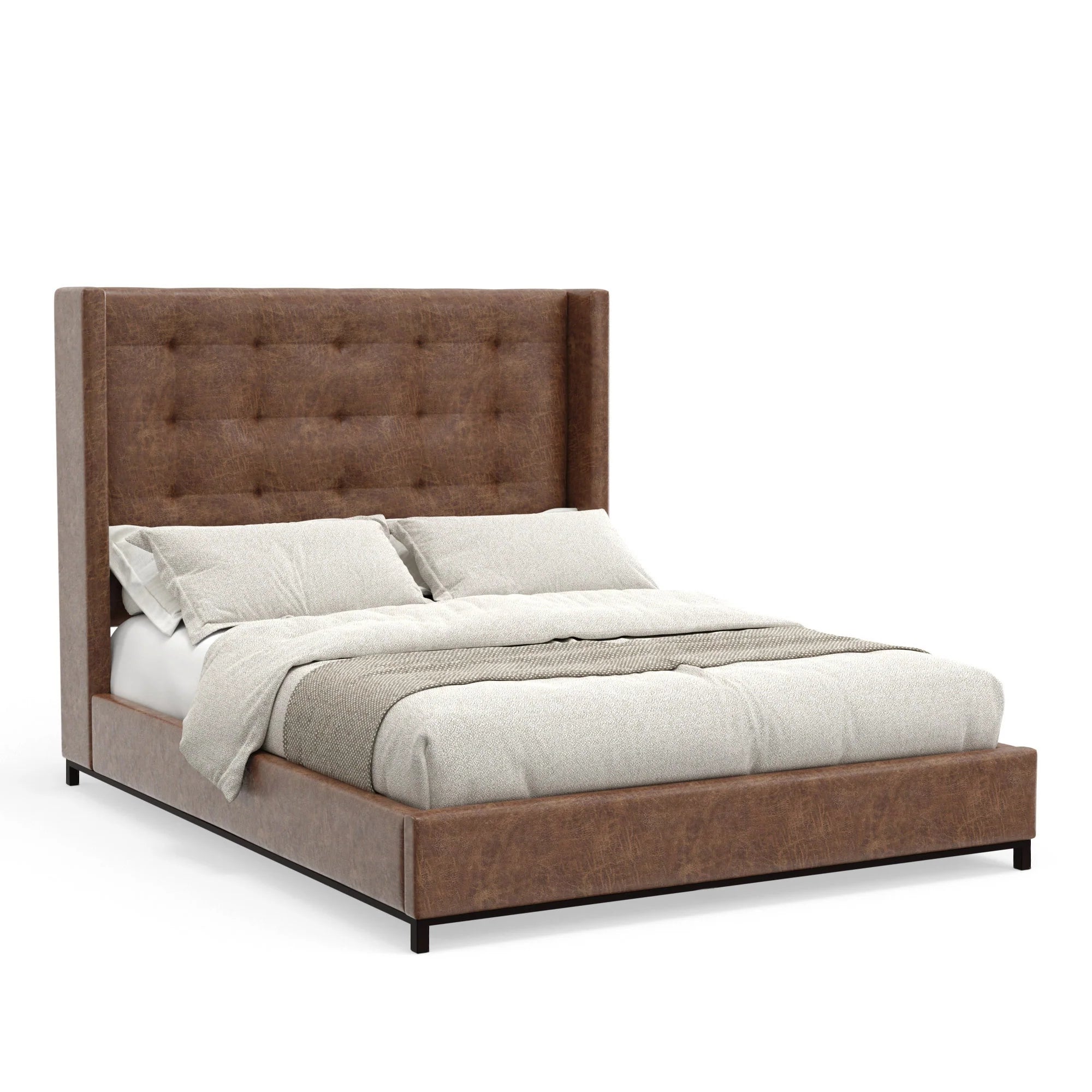 Mundo Upholstered Platform Bed - Brown