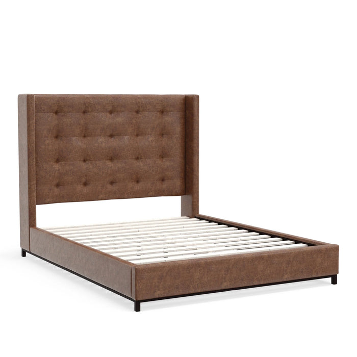 Mundo Upholstered Platform Bed - Brown