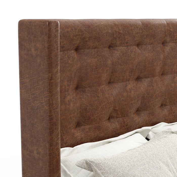 Mundo Upholstered Platform Bed - Brown
