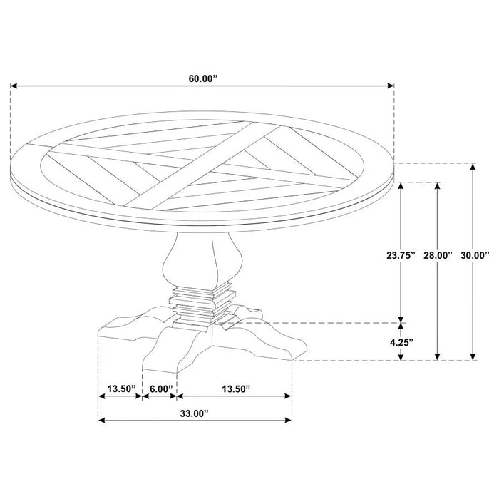 Florence 60" Round Solid Wood Dining Table - Rustic Honey