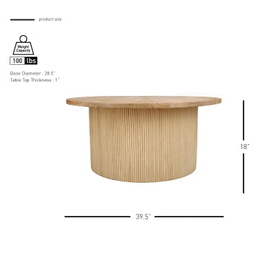 Kiefer Rattan Coffee Table w/ Wood Top - Natural