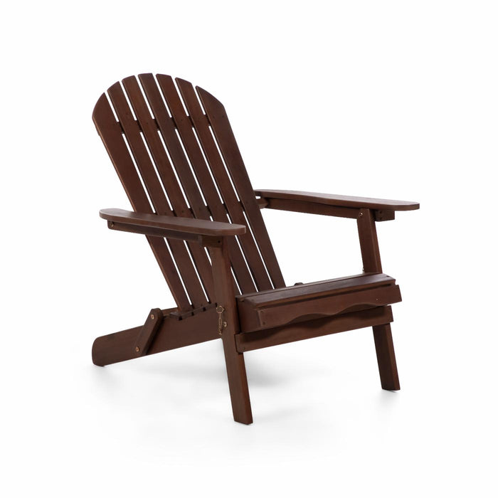 Solid Eucalyptus Wood Folding Adirondack Chair - Dark Walnut