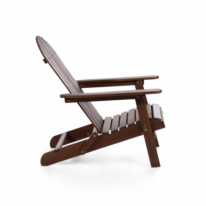 Solid Eucalyptus Wood Folding Adirondack Chair - Dark Walnut