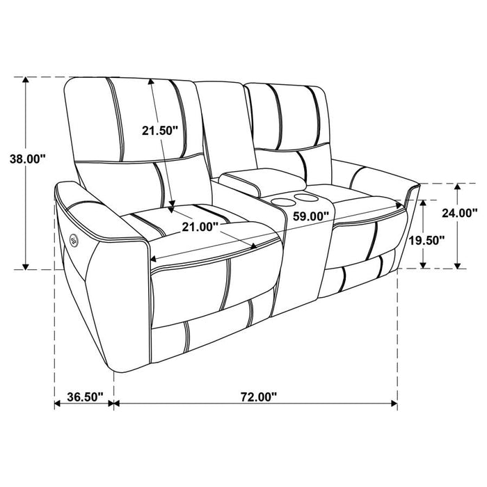 Greenfield Power Reclining Console Loveseat - Saddle Brown