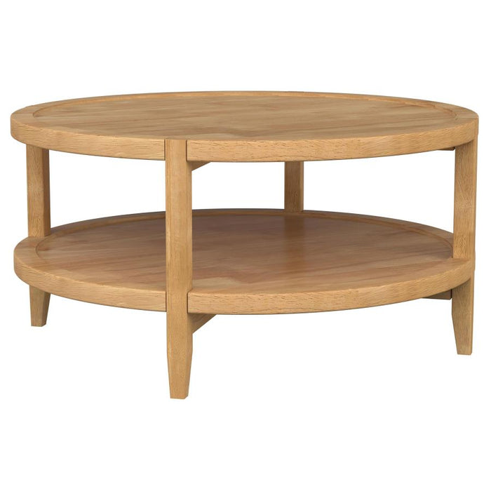 Camillo Round Solid Wood Coffee Table - Maple Brown