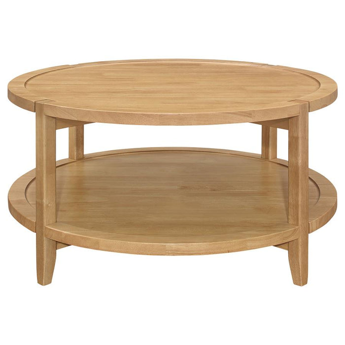 Camillo Round Solid Wood Coffee Table - Maple Brown