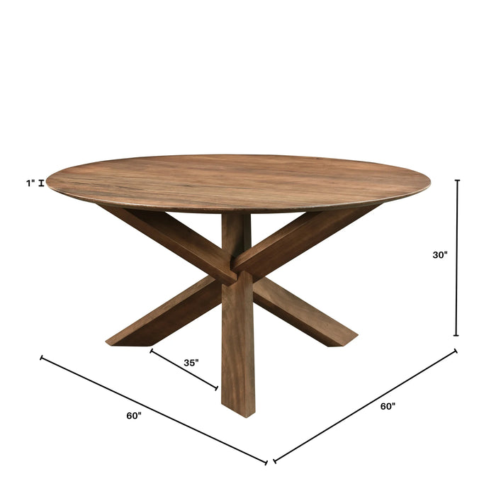 Round Three Legged Solid Mango Dining Table