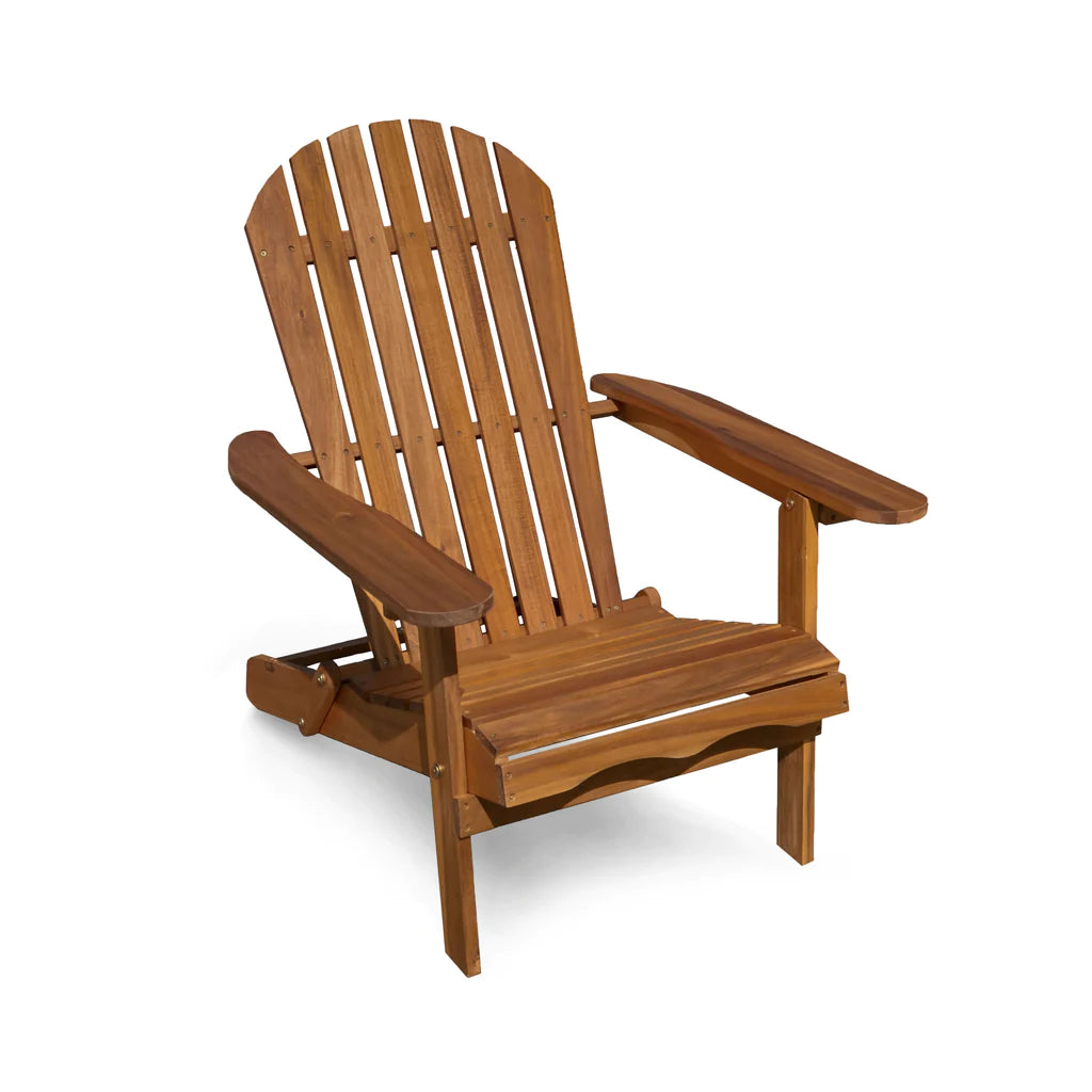 Solid Eucalyptus Wood Folding Adirondack Chair - Natural