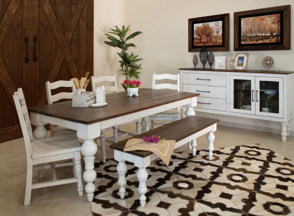 Rock Valley Farmhouse Style Dining Table - White/Brown