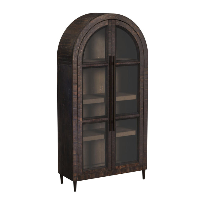 Santiago Arched Glass Door Cabinet - Espresso