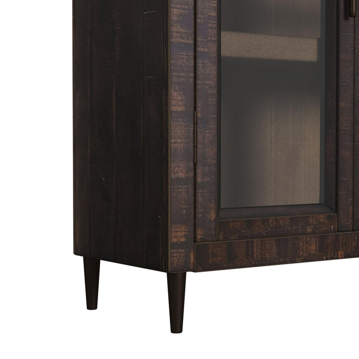 Santiago Arched Glass Door Cabinet - Espresso
