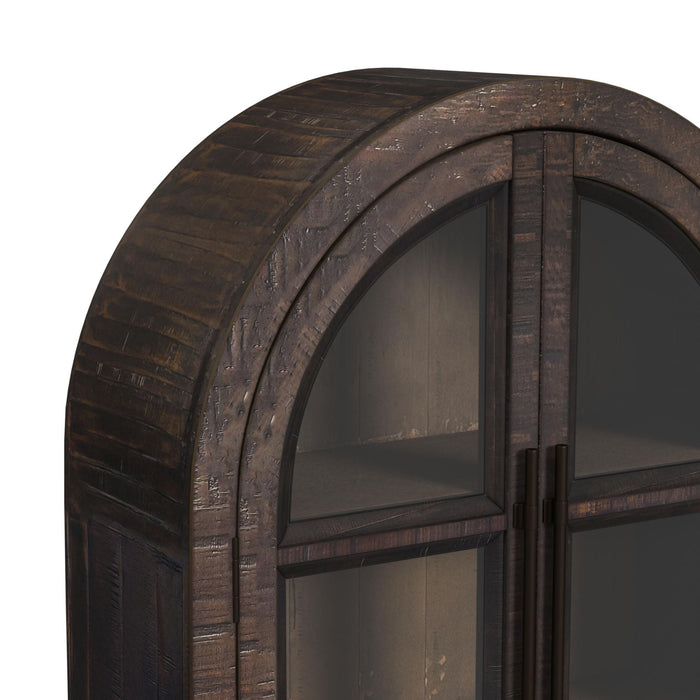 Santiago Arched Glass Door Cabinet - Espresso