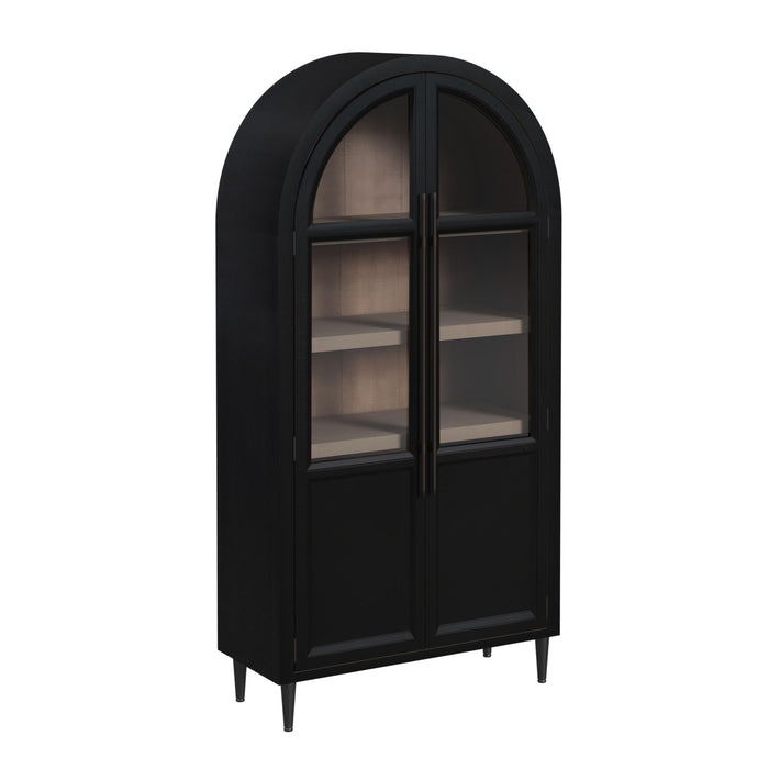 Taurus Arched Top Glass Door Cabinet - Black