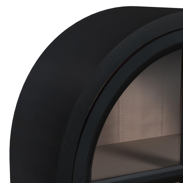 Taurus Arched Top Glass Door Cabinet - Black