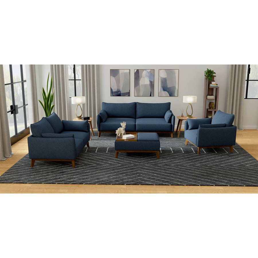 Aria 4 Pc Navy Blue Living Set - Sofa, Love, Chair, Cocktail Otto– Sellwood  Furniture, image size:900x900
