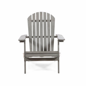Solid Eucalyptus Wood Folding Adirondack Chair - Gray