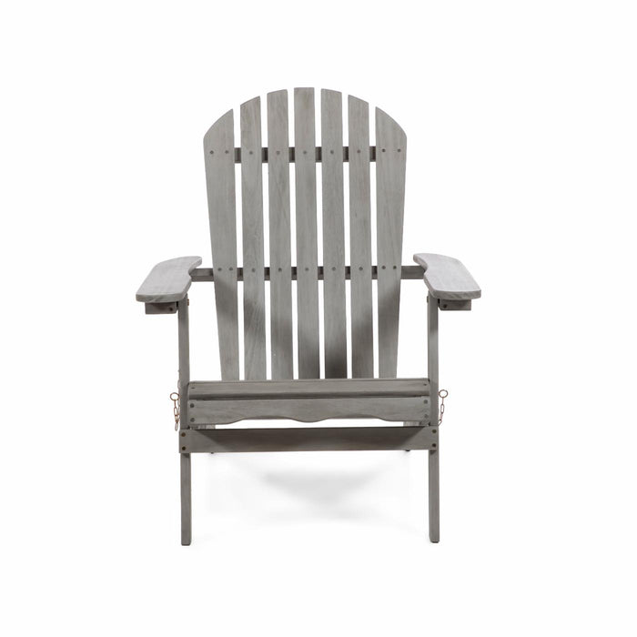 Solid Eucalyptus Wood Folding Adirondack Chair - Gray