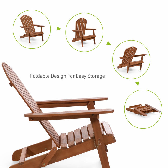 Solid Eucalyptus Wood Folding Adirondack Chair - Dark Walnut