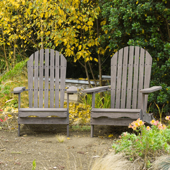 Solid Eucalyptus Wood Folding Adirondack Chair - Gray