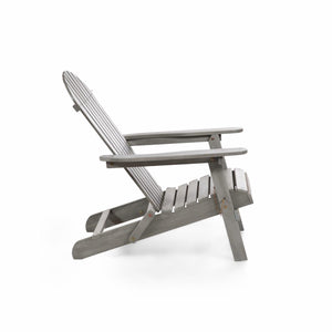 Solid Eucalyptus Wood Folding Adirondack Chair - Gray