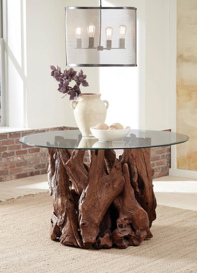 Asbury Tree Stump Glass Top 60" Round Dining Table