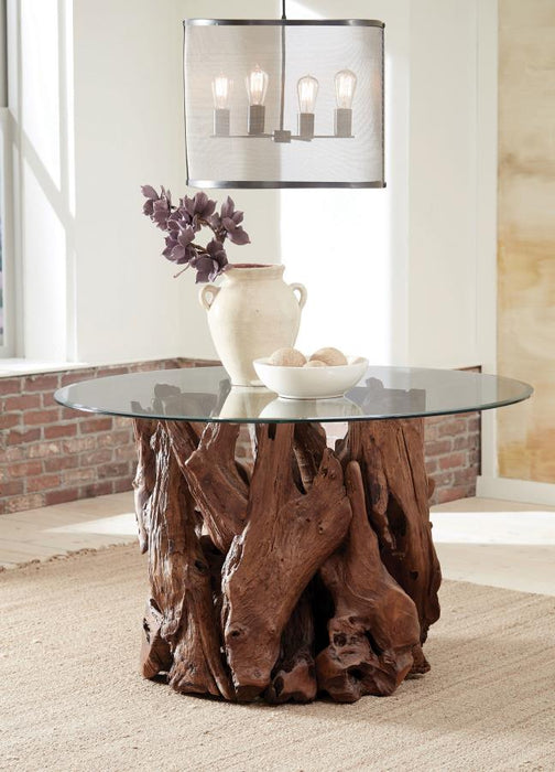 Asbury Tree Stump Glass Top 60" Round Dining Table