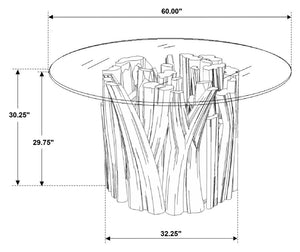 Asbury Tree Stump Glass Top 60" Round Dining Table