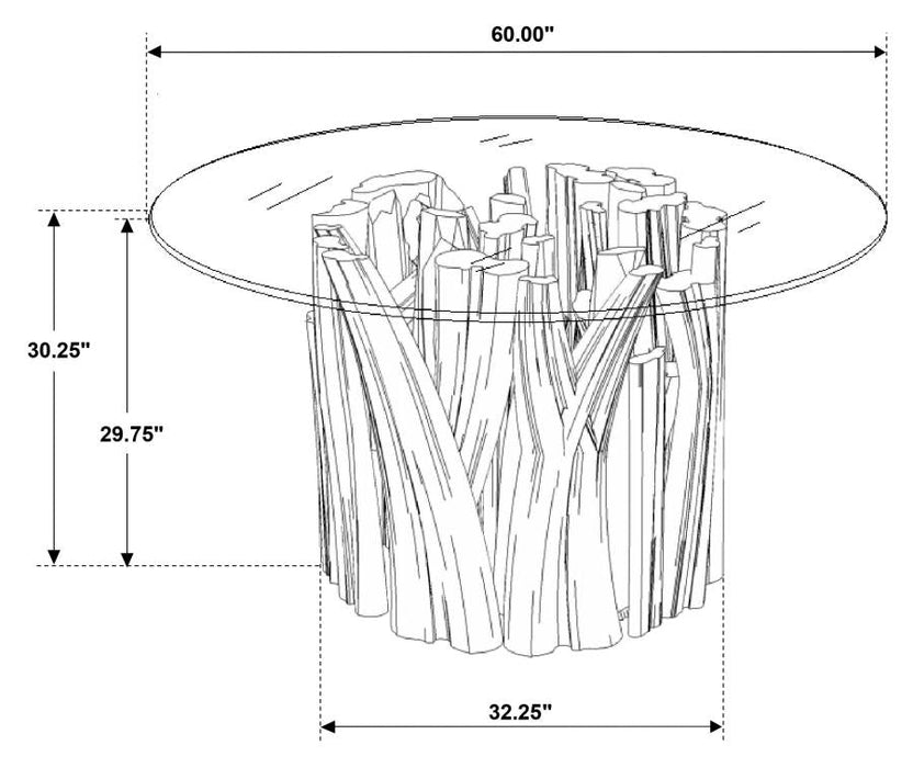 Asbury Tree Stump Glass Top 60" Round Dining Table