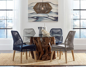 Asbury Tree Stump Glass Top 60" Round Dining Table