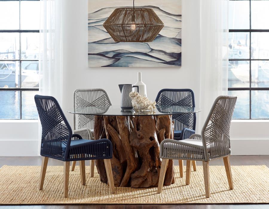 Asbury Tree Stump Glass Top 60" Round Dining Table