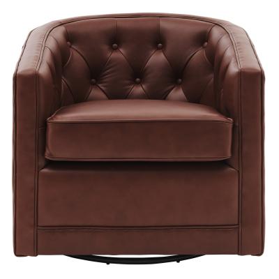 Walsh Top Grain Leather Swivel Chair - Brown