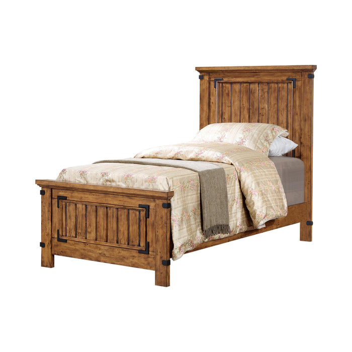 Brenner Collection Twin Panel Bed - Rustic Honey Finish