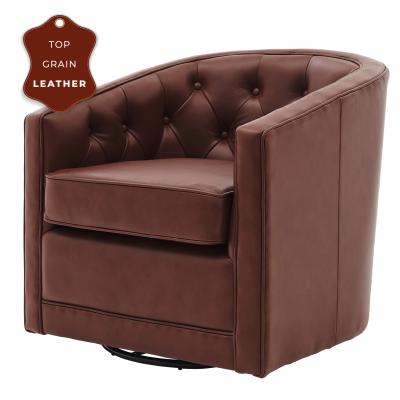 Walsh Top Grain Leather Swivel Chair - Brown