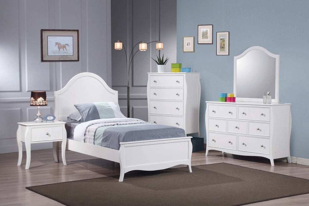 Dominique Collection Twin Panel Bed - White Finish