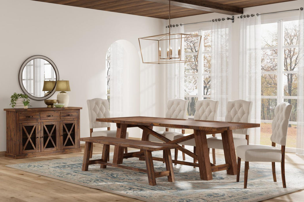 Newberry Trestle Dining Bench - Medium Brown