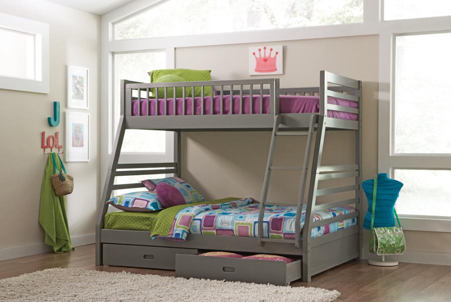 Ashton Collection Twin Over Full Bunk Bed w/Drawers (Multiple Finishes)